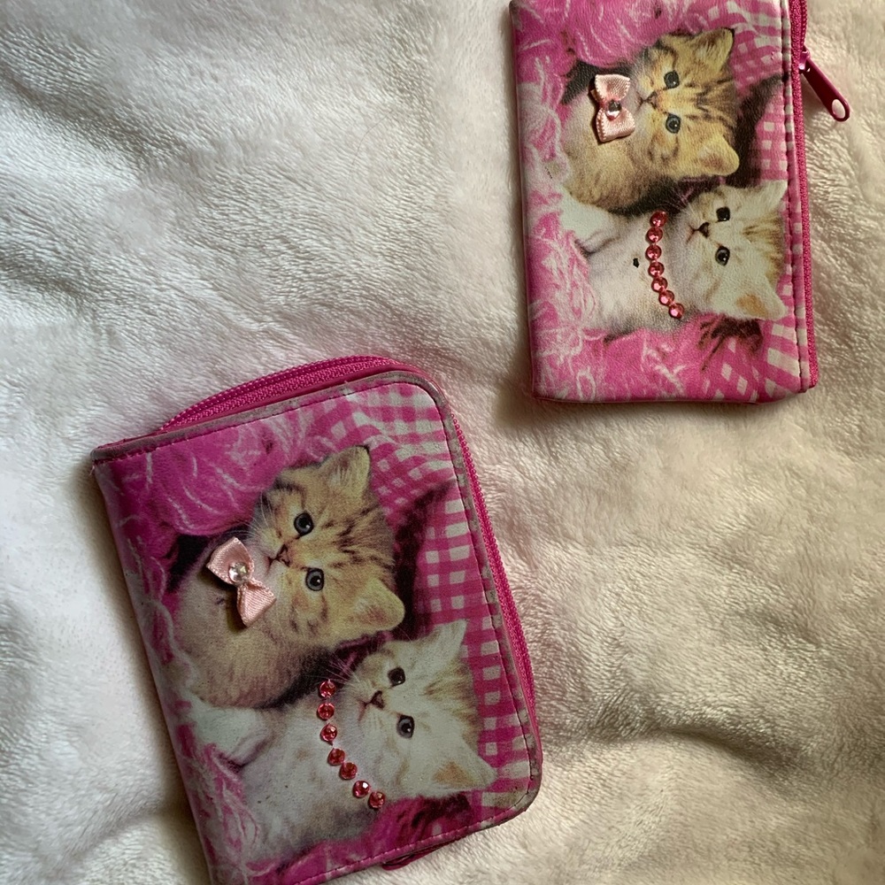 Pink, cat wallet set